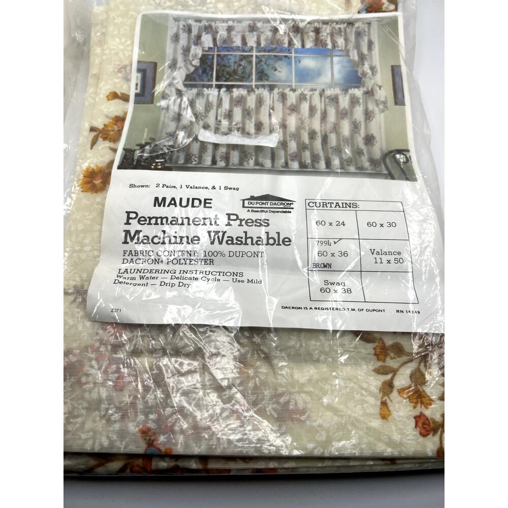 New Old Stock DuPont Vintage Curtains MCM Floral OPEN